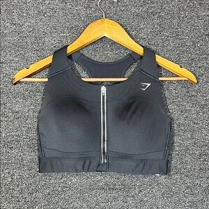 Gymshark Black Front-Zip High Support Sports Bra